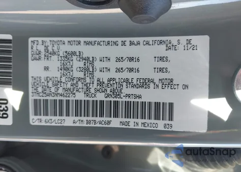 2022 Toyota Tacoma Trd Off Road z USA, uszkodzony, nr VIN 3TMCZ5AN3NM462275